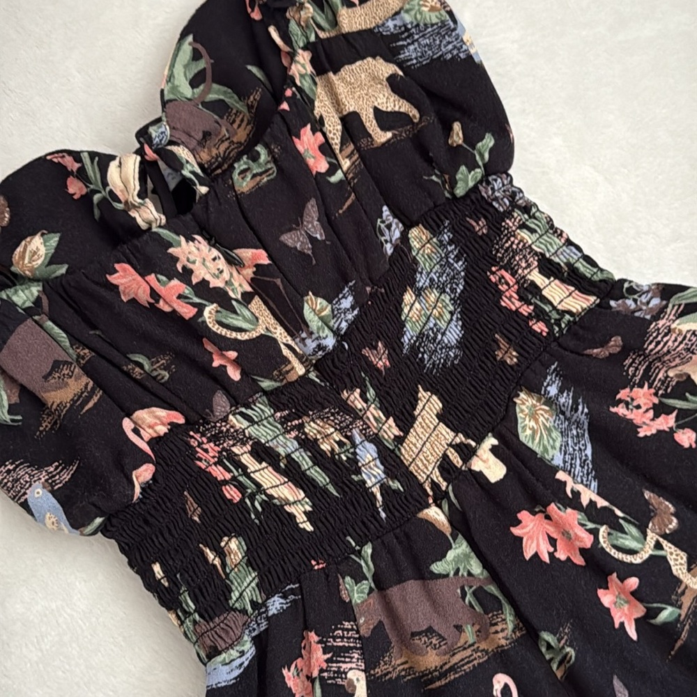 Reformation | Emmaline Mini Dress Brasilia Animal Print Sundress Black (2) - Picture 13 of 16